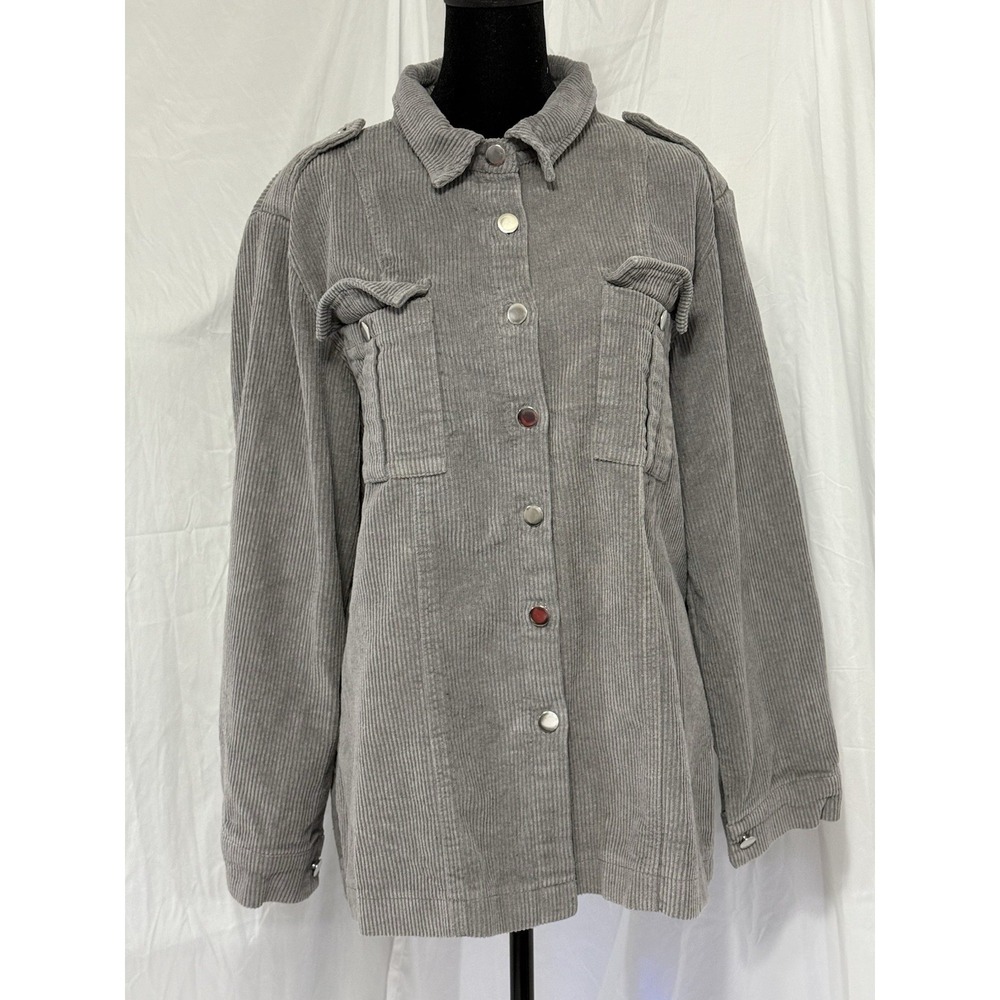 Flamingo Corduroy Cotton Shirt Jacket Gray Size X-Large 100% Cotton NWOT